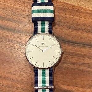 Daniel Wellington Classic Nottingham Watch with Navy and Green Striped Band